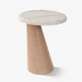 Hump Side Table made of Oak Wood with Green Marble top and Light Brown Cerused finish - modern wooden side table design.